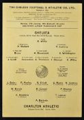 1963/1964 Chelsea v Charlton Athletic programme for the Southern Junior Floodlight Cup at Stamford