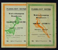 Wolverhampton Wanderers 1953/1954 home football programmes v South Africa 30.9.1953 (1st game