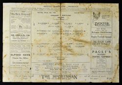 Scarce 1924 England v Scotland rugby programme played 15th March at Twickenham, Grand Slam Match for
