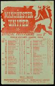 War-time 1945/1946 Manchester Utd v Sheffield Wednesday at Maine Road, match programme. Very good,
