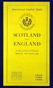 1929 Scotland (Champions) v England rugby programme played at Murrayfield on Saturday 16th March