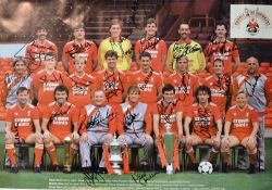 Signed Liverpool Colour Poster depicting the 'Double '86 Winners' Squad, fully signed in ink, t/w 5x