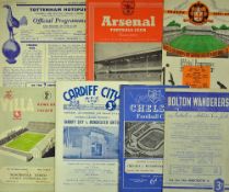 1952/1953 season Manchester Utd football programmes aways v Bolton Wanderers, Chelsea, Cardiff City,