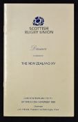 Scarce 1993 New Zealand Rugby UK tour Scotland signed dinner menu - held at the Carlton Highland