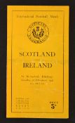 1946 Scotland v Ireland rugby programme played 23rd February at Murrayfield, with a tear to both