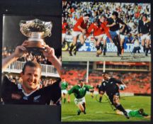 Collection of 3x signed rugby international overseas players press and other colour photographs - to