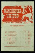 War-time 1944/1945 Manchester Utd v Halifax Town football programme dated 17 March 1945, single