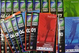 2007 Rugby World Cup programmes not complete unboxed and including Fra v Arg, NZ v Ita, Eng v USA,