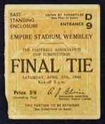 1946 FA Cup Final ticket, slight uneven edge. Good