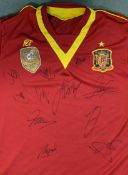 Signed Spain football shirt signed by the World Cup winning squad including Alonso, Busquets,