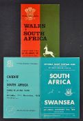 Collection of 1969/70 South Africa Rugby UK Tour to Wales programmes - to incl vs Wales, vs Cardiff,