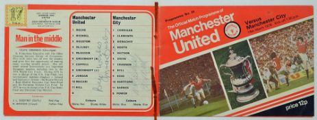 Signed 1978 Manchester United v Manchester City football programme signed by Matt Busby and Tony