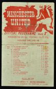 War-time 1943/1944 Manchester Utd v Wrexham football programme at Maine Road match programme.