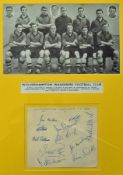 FA Cup Winners 1949 Wolverhampton Wanderers framed and glazed team photograph and hand signed full