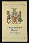 1912 South Africa UK rugby tour Cardiff Rugby Club dinner menu - held on Saturday, 21 December