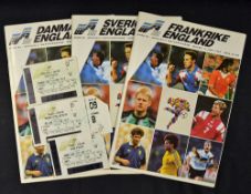Euro 1992 football programmes and tickets England v France, England v Sweden, England v Denmark