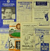 1949/1950 Manchester Utd football programmes aways at Bolton Wanderers, Chelsea, Portsmouth,