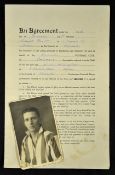 War-time 1943/1944 Rochdale FC player contract dated 14 January 1944 signed by Willie Maughan (