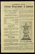 1926/27 Cardiff City v Aston Vila FA Cup football programme, city on the way to Wembley, lacks