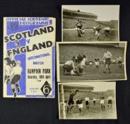 1948 Scotland v England at Hampden Park football programme + b & w press photo from the match, two b