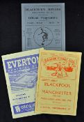 1947/1948 Manchester Utd football programmes aways at Blackburn Rovers, Blackpool, Everton. All