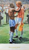 Pele and Bobby Moore limited edition colour print number 506/750, signed by the artist overall