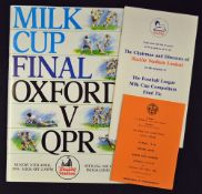 1986 Milk Cup Final football programme Oxford Utd v Queens Park Rangers at Wembley, also Programme