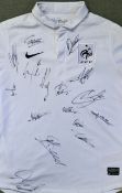 Signed 2012-2013 France football shirt signed by signed by Benzema, Cabaye, Carrasso, Clichy,