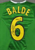 Signed 2005-2006 Celtic football shirt signed by Bobo Balde with Balde 6 to the reverse and signed