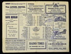 1948 Wales vs Scotland rugby signed programme - played at Cardiff Arms Park on Saturday 7th February