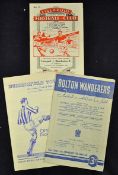 1951/1952 Championship season Manchester Utd football programmes aways v Huddersfield Town, Bolton