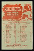 War-time 1945/1946 Manchester Utd v Leeds Utd football programme at Maine Road match programme.