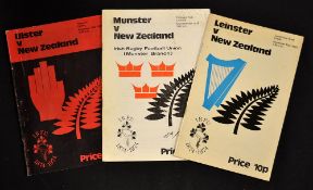 1974 New Zealand Rugby Tour to UK Ireland rugby programmes celebrating the centenary of the Irish