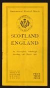 1927 Scotland (Champions) v England rugby programme played at Murrayfield Saturday 19th March - some