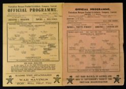 War-time Tottenham Hotspur v Portsmouth 1943/1944 and 1945/1946. Single sheets, usual minor