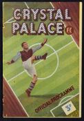 1950/1951 Crystal Palace v Gillingham football programme (1st season in the league), slight rusty