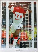 Ian Wright signed colour print limited number 79/100, in Arsenal colours overall 47.5 x 62cm, mfg.