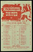 War-time 1945/1946 Manchester Utd v Middlesbrough football programme at Maine Road, match programme.