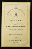 Scarce 1912/13 South African rugby tour to the UK dinner menu - given by the directors of De Beers