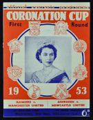 1953 Coronation Cup first round (double issue) Rangers v Manchester Utd + Aberdeen v Newcastle