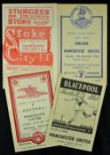 1948/1949 Manchester Utd away match programmes v Stoke City, Blackpool, Arsenal and Chelsea.