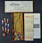 Boxed Subbuteo Table Soccer popular example out fit for 1952 with 2 cardboard teams blue and reds