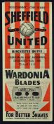 War-time 1945/1946 Xmas morning Sheffield Utd v Manchester Utd football programme at Bramhall