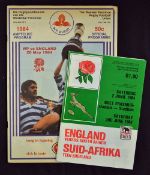 2x 1984 England Rugby Tour to South Africa Programmes - to incl vs South Africa played on 2nd June