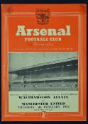 1952/1953 FA Cup Replay football programme Walthamstow Avenue v Manchester Utd 5 February 1953 at