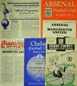 1951/1952 Championship season Manchester Utd football programmes aways v Charlton Athletic, Chelsea,
