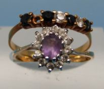 A 9ct gold ring set with a purple stone