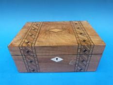 A 19thC Tunbridgeware jewellery box with