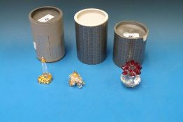 Three Swarovski crystals items, two vase