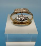 An 18ct gold ring set with nine diamonds